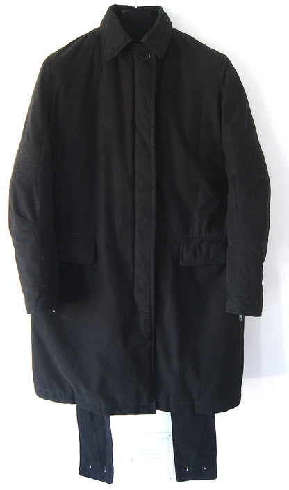 1999 Resinated Cotton Padded Biker Coat with Bondage Straps