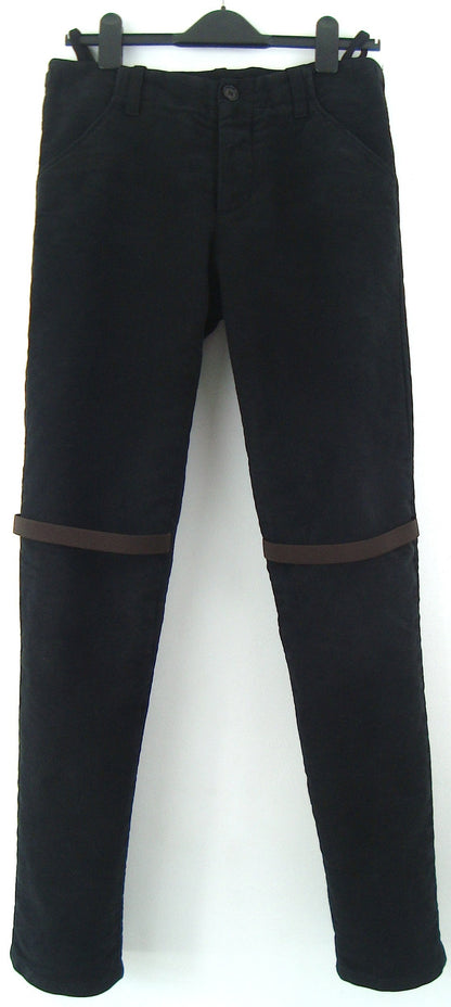 1998 Heavy Moleskin Cotton Slim Trousers with Elastic Straps