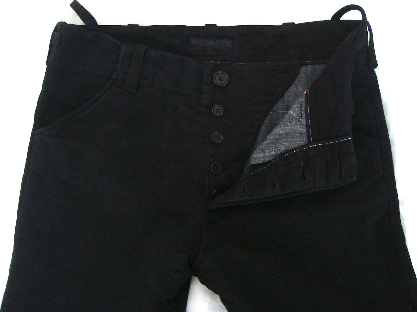 1998 Heavy Moleskin Cotton Slim Trousers with Elastic Straps