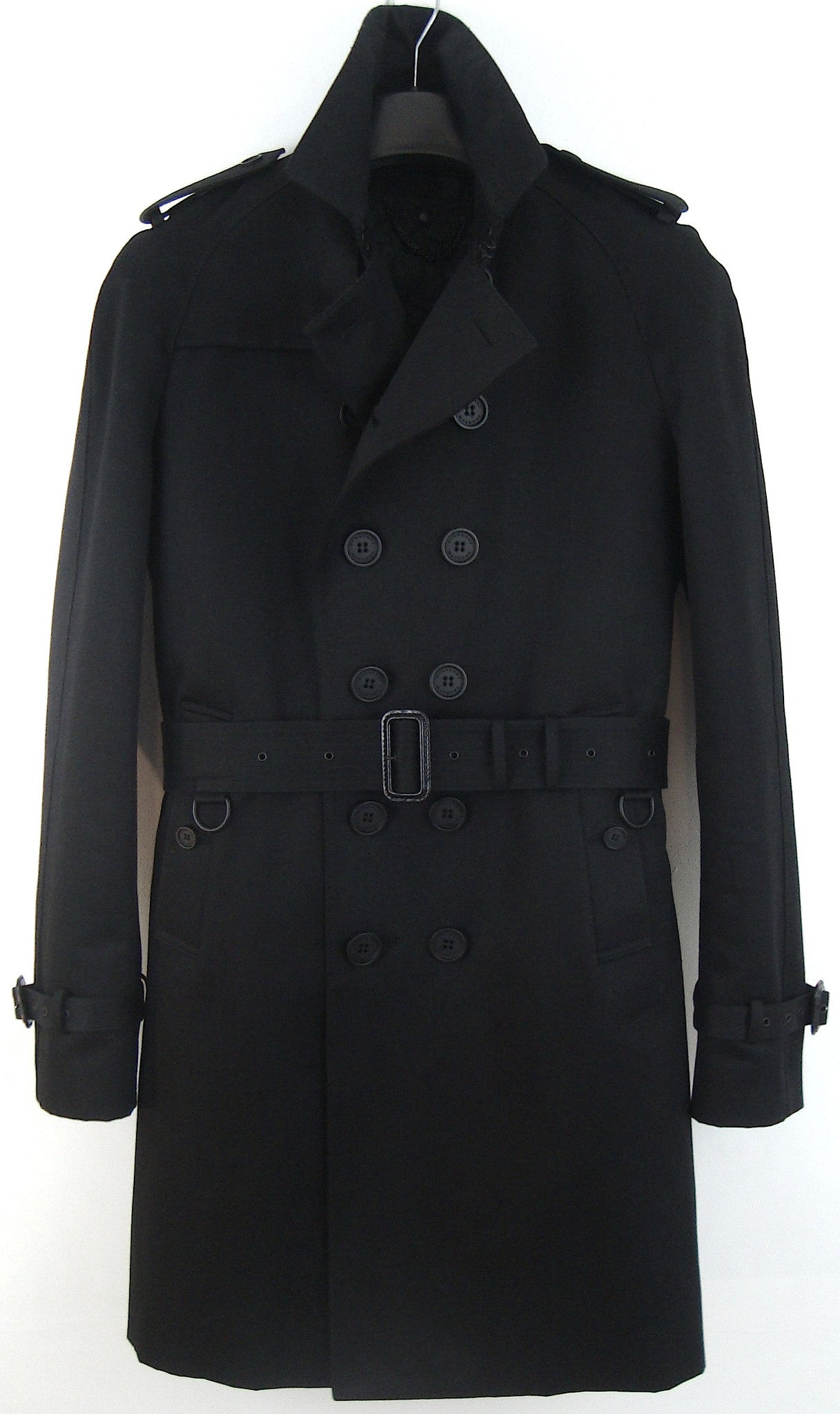 2013 Structured Cotton Trench Coat with Studded Leather Collar