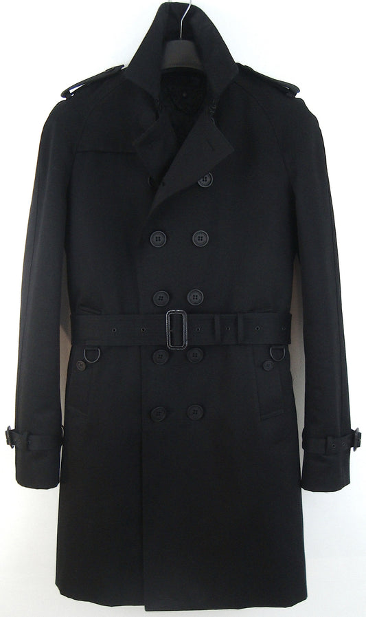 2013 Structured Cotton Trench Coat with Studded Leather Collar