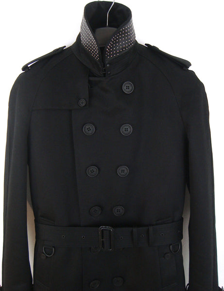 2013 Structured Cotton Trench Coat with Studded Leather Collar