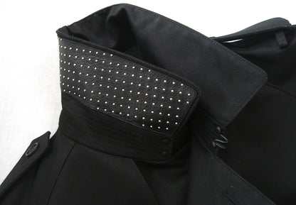 2013 Structured Cotton Trench Coat with Studded Leather Collar