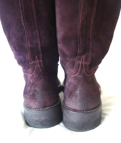 2008 Waxed Suede Riding Boots in Burgundy