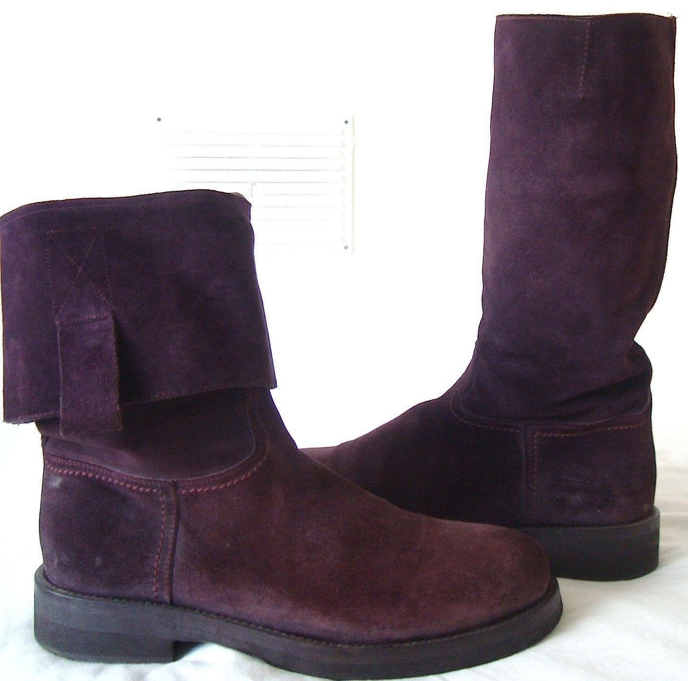 2008 Waxed Suede Riding Boots in Burgundy