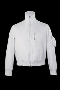 1999 Vintage Resinated Cotton High-Neck Bomber Jacket (Optic White)