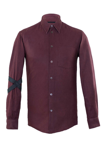 2003 Brushed Cotton Classic Shirt with Bondage Elbow Strap (Burgundy)