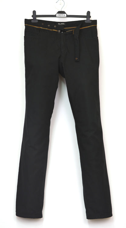 2002 Black Double Cotton Jeans with Deconstructed Zip Waistband