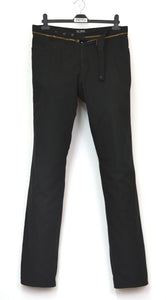 2002 Black Double Cotton Jeans with Deconstructed Zip Waistband