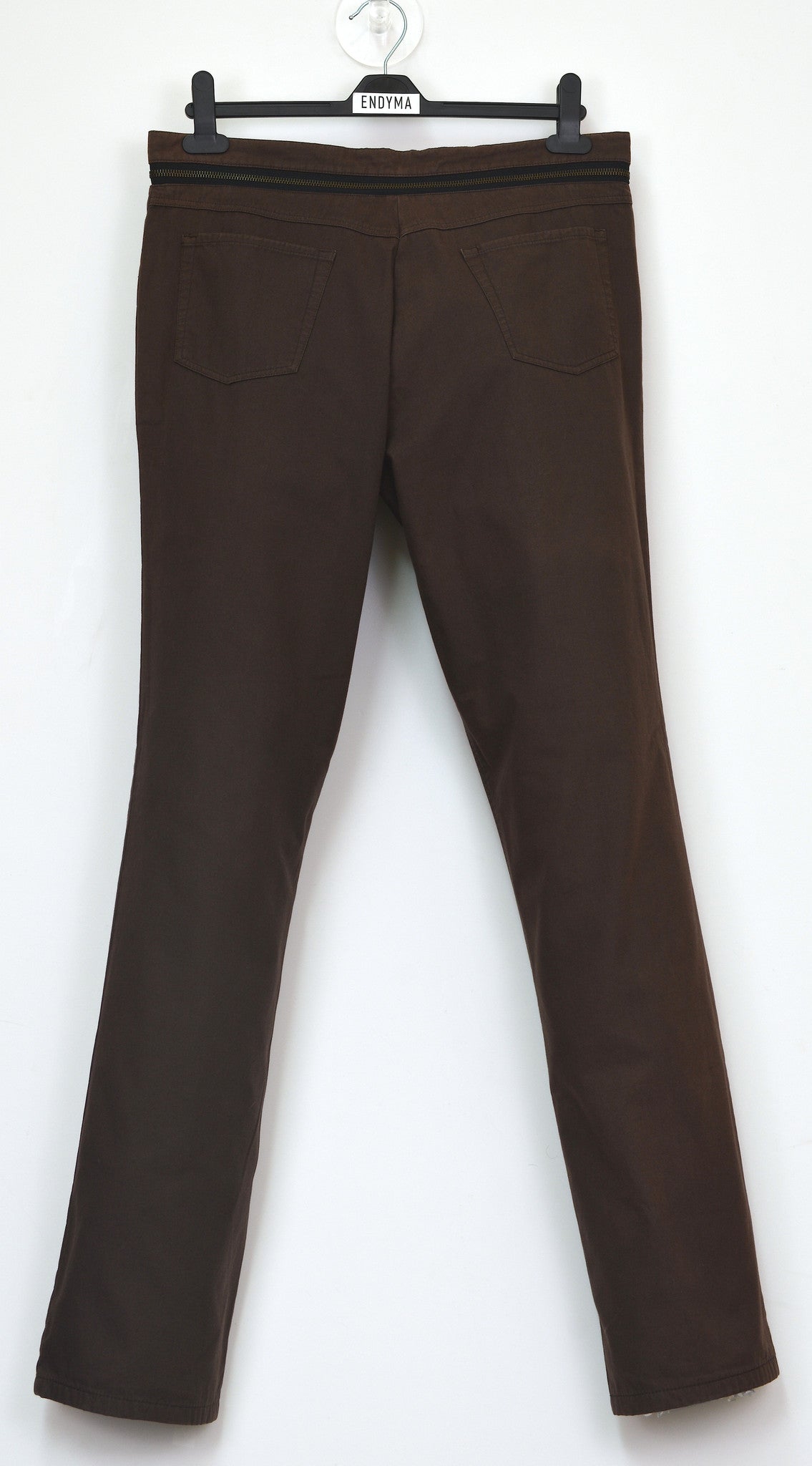 2002 Brown Double Cotton Jeans with Deconstructed Zip Waistband