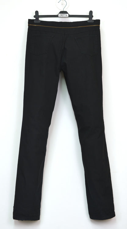 2002 Black Double Cotton Jeans with Deconstructed Zip Waistband