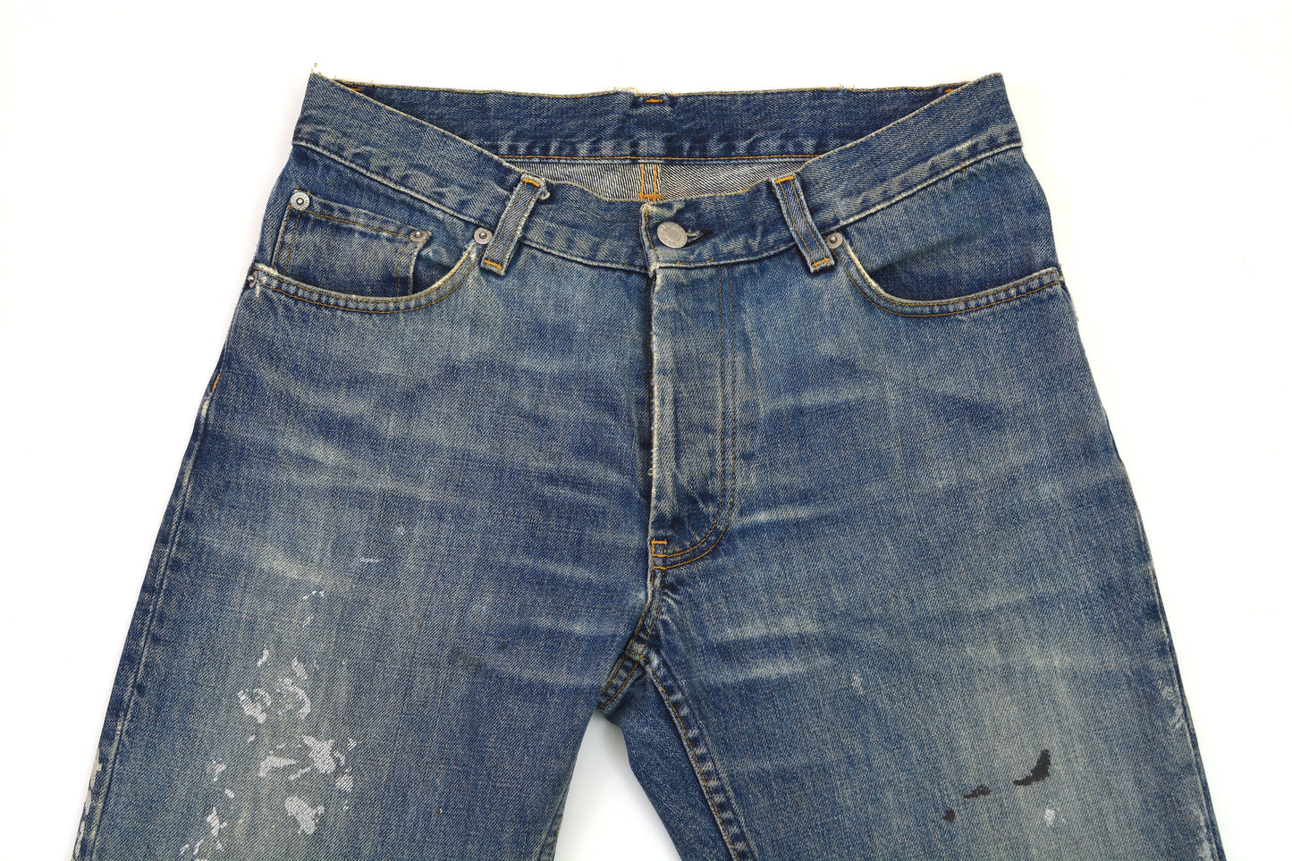 1998 Vintage Sanded Broken Denim Painter Jeans (Medium Wash)