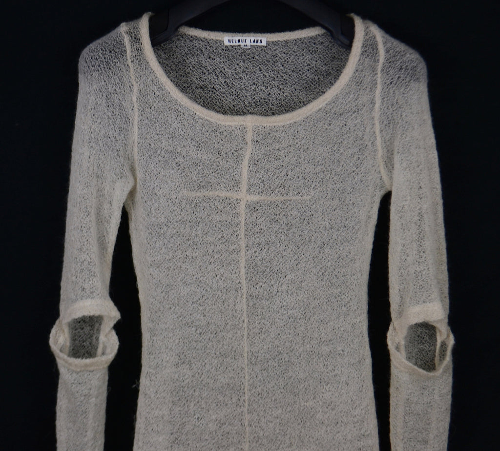 Helmut Lang 1993 Mohair Elongated Sweater with Slashed Sleeves
