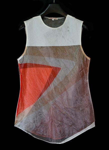 1995 Transparent Plastic Sleeveless Top with Abstract Print