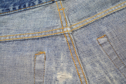 1998 Vintage Sanded Broken Denim Painter Jeans (Medium Wash)