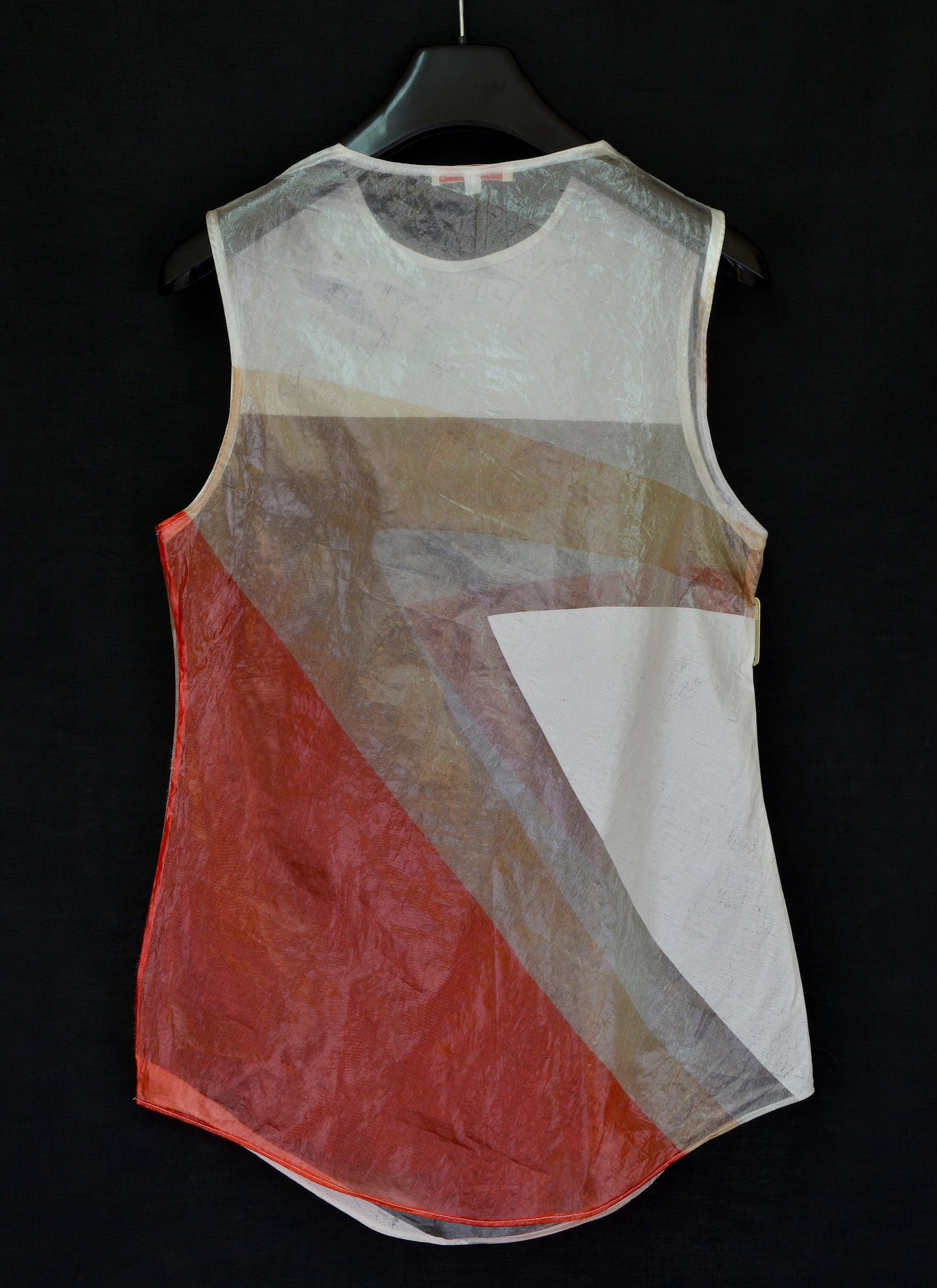 1995 Transparent Plastic Sleeveless Top with Abstract Print