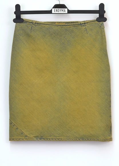 1997 Vintage Bleached Denim Spiral Seam Skirt