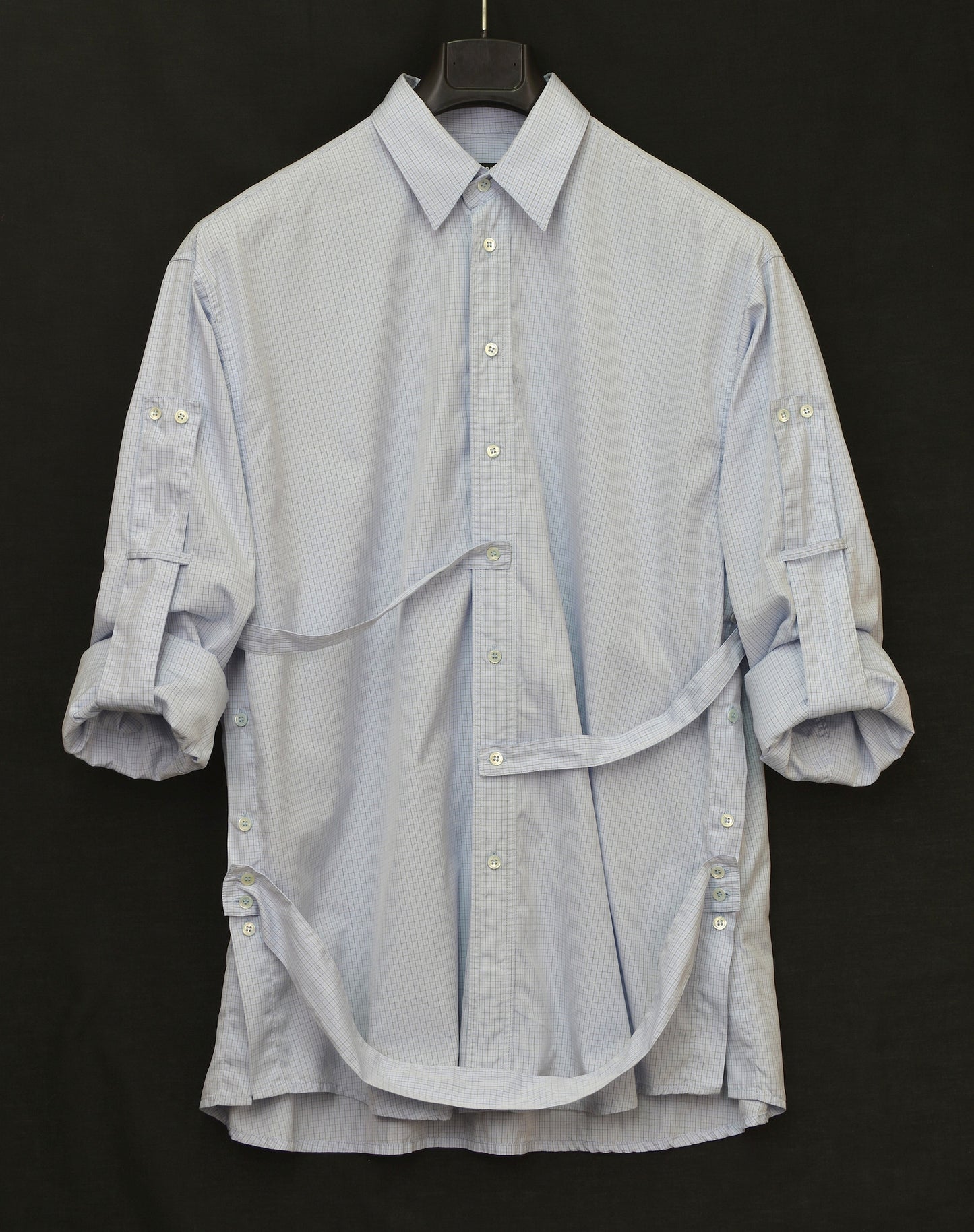 2003 Check Cotton Oversized Bondage Shirt with Buttoned Sides