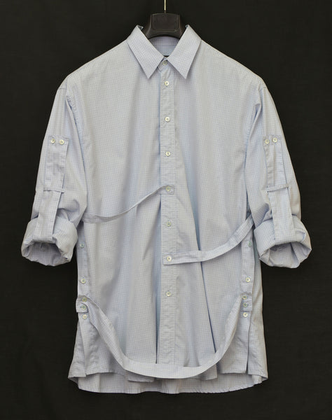 2003 Check Cotton Oversized Bondage Shirt with Buttoned Sides