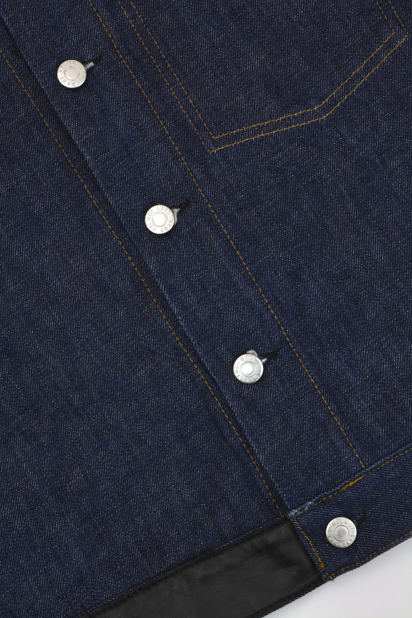 2003 Raw Denim Slim Classic 1-Pocket Jacket with Asymmetric Leather Applications