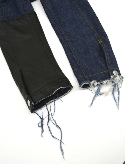 2003 Raw Denim Slim Classic 1-Pocket Jacket with Asymmetric Leather Applications