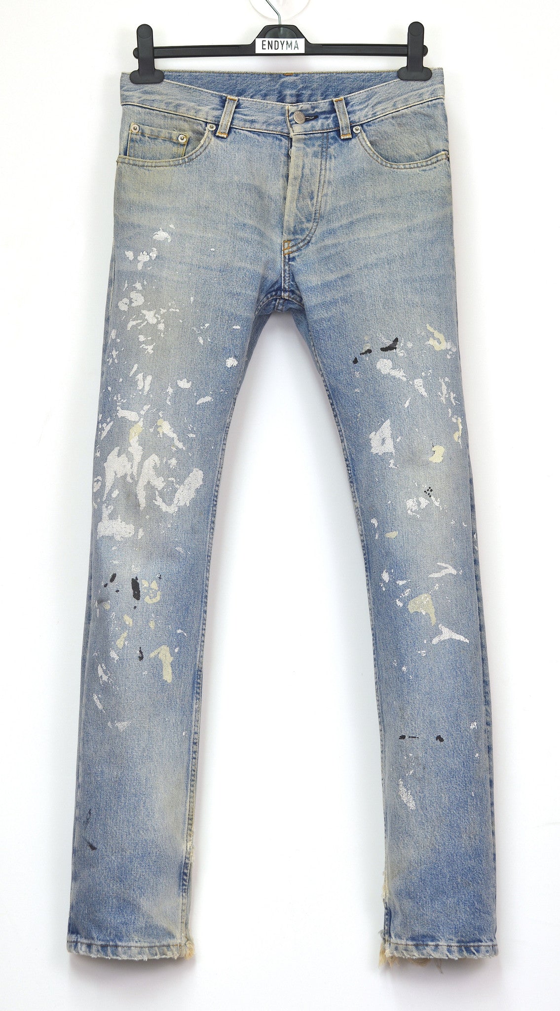 1999 Vintage Heavy Sanded Broken Denim Painter Jeans (Light Wash)