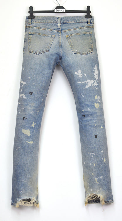 1999 Vintage Heavy Sanded Broken Denim Painter Jeans (Light Wash)