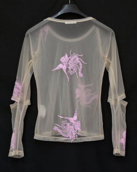 1995 Transparent Jersey Phoenix T-Shirt with Slashed Sleeves