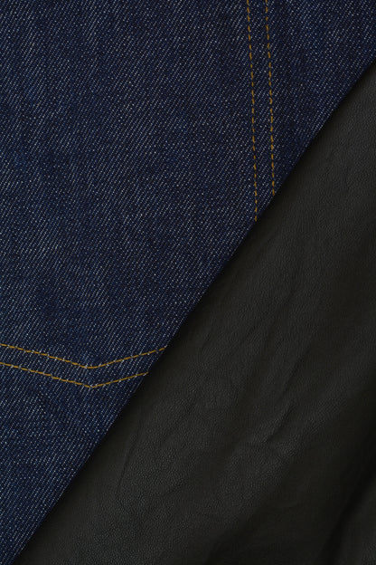 2003 Raw Denim Slim Classic 1-Pocket Jacket with Asymmetric Leather Applications