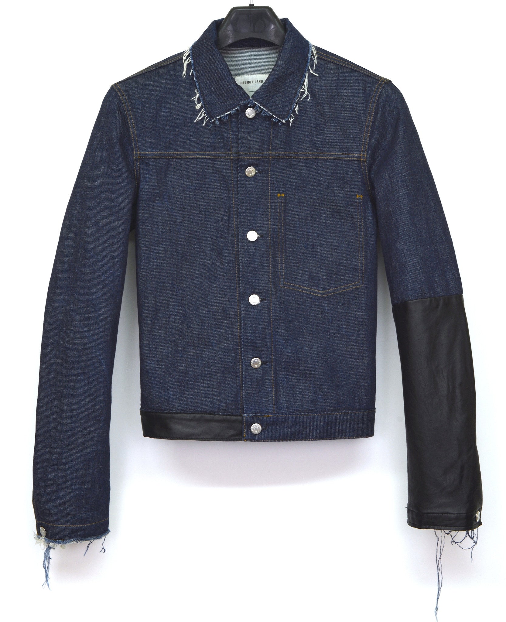 Helmut Lang 2003 Raw Denim Slim 1-Pocket Jacket with Asymmetric