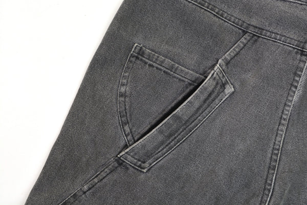 2005 Acid Washed Denim Asymmetric Spiral Jeans with Pocket Details