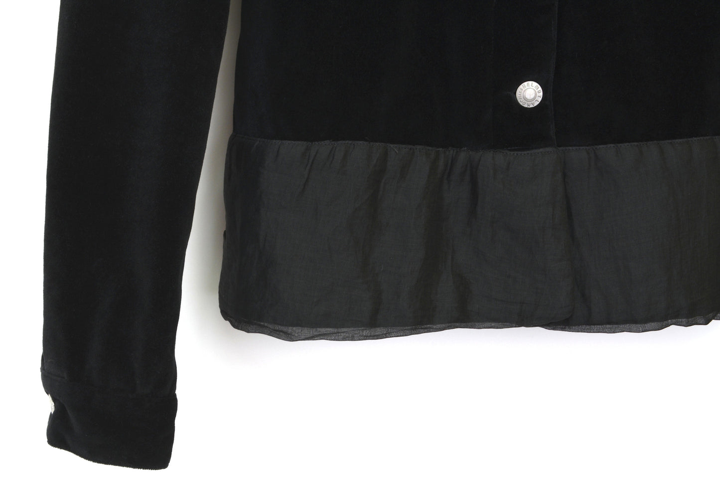 1997 Black Velvet Denim-Style Jacket with Silk Waist Panel