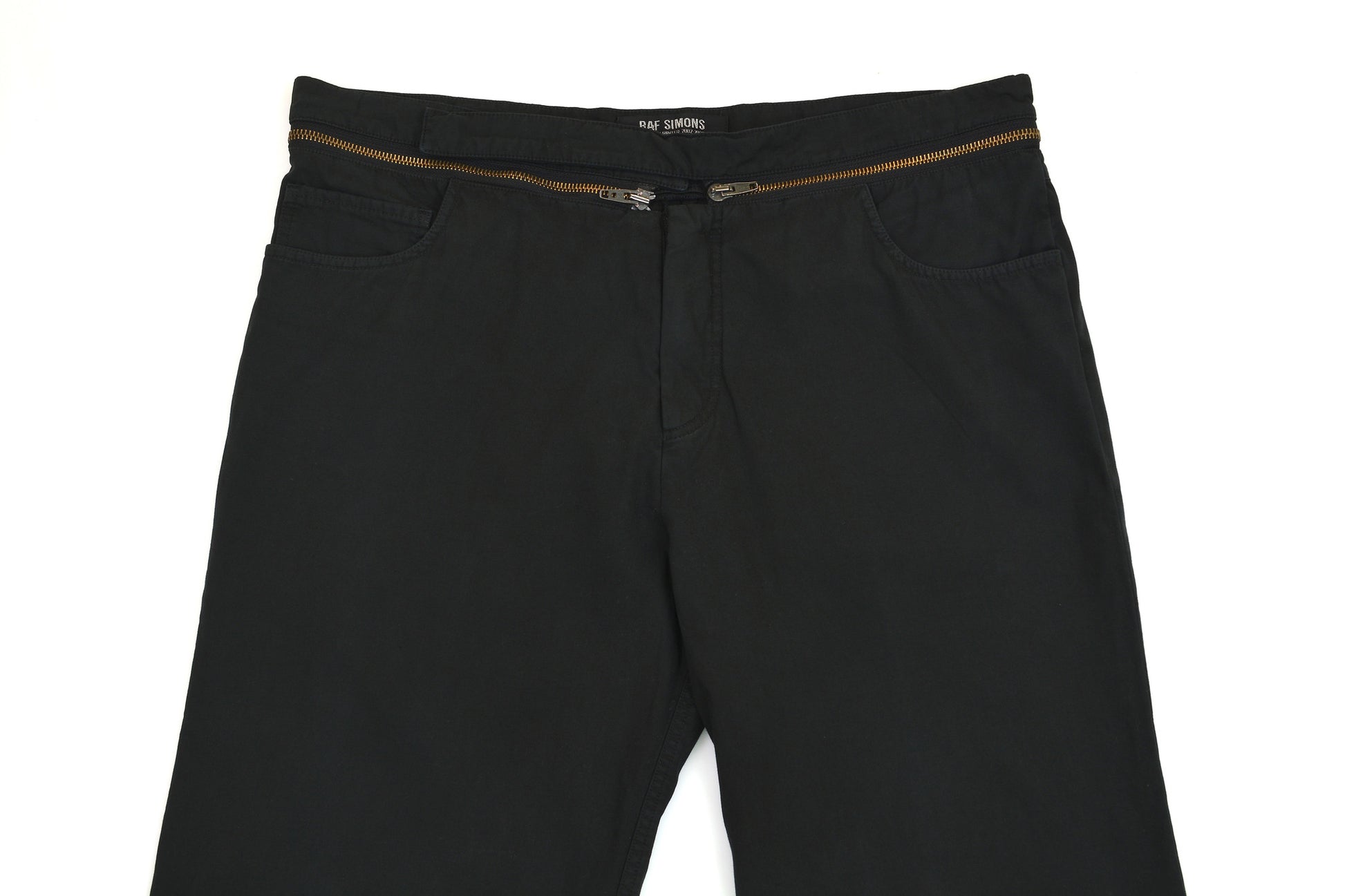 Raf Simons 2002 Black Double Cotton Jeans with Deconstructed Raf Simons 2002 Black Double Cotton Jeans with Deconstructed