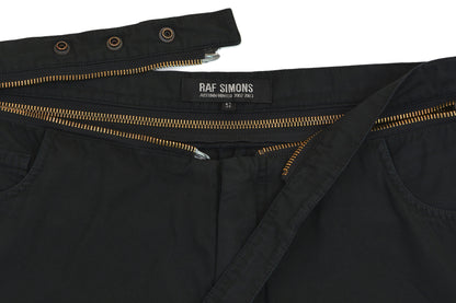 2002 Black Double Cotton Jeans with Deconstructed Zip Waistband