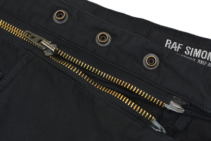 2002 Black Double Cotton Jeans with Deconstructed Zip Waistband