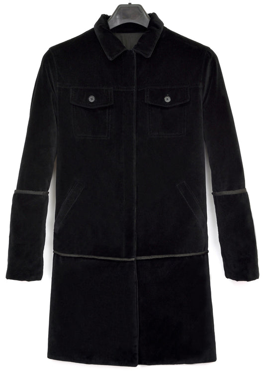 1997 Velvet Denim-Style Coat with Sateen Binding Details