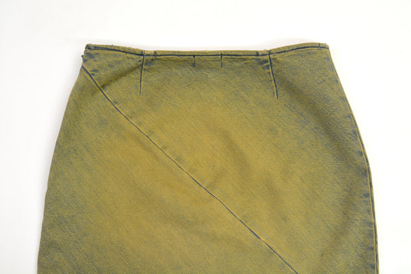 1997 Vintage Bleached Denim Spiral Seam Skirt