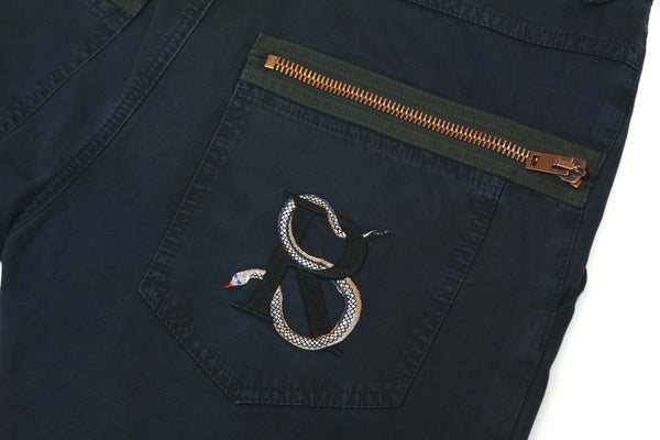 2010 Vintage Twill Workwear Trousers with Snake Embroidery