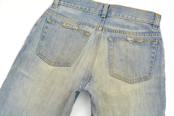 2004 Vintage Sanded Broken Denim Low Waist Bootcut Jeans