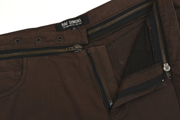 2002 Brown Double Cotton Jeans with Deconstructed Zip Waistband