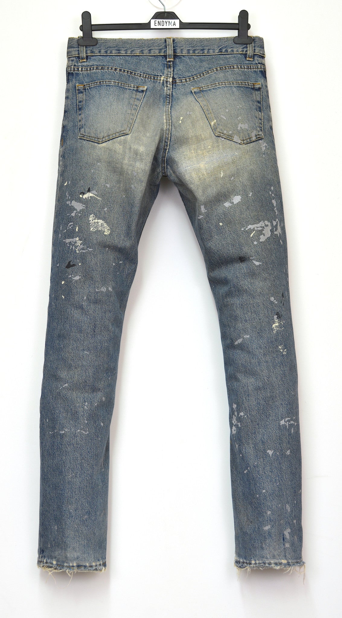 1998 Vintage Sanded Broken Denim Painter Jeans (Medium/Light Wash)