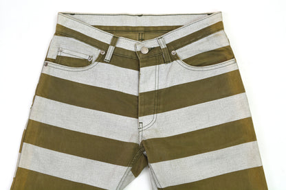 Helmut Lang 1999 Compact Cotton Jeans with Printed Stripes Helmut Lang 1999 Compact Cotton Jeans with Printed Stripes