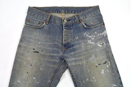 1998 Vintage Sanded Broken Denim Painter Jeans (Medium/Light Wash)