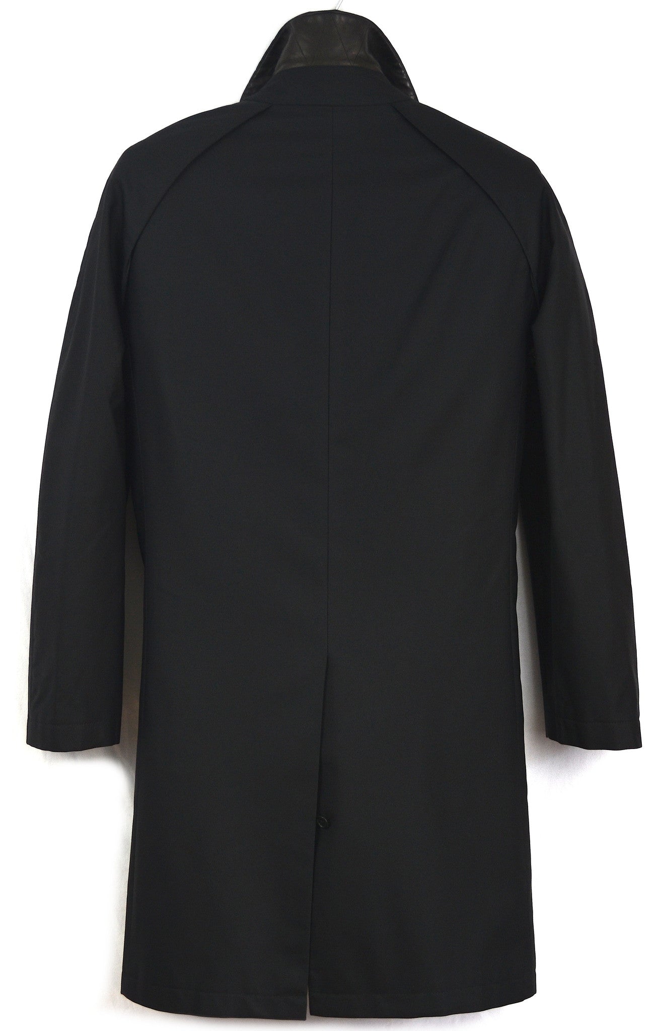 2001 Coated Silk Half-Raglan Raincoat with Leather Collar