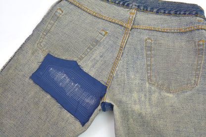 1998 Vintage Sanded Broken Denim Painter Jeans (Medium/Light Wash)