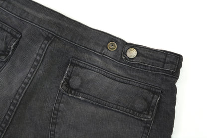 2005 Vintage Sanded Broken Denim Military Shorts with Metal Detail