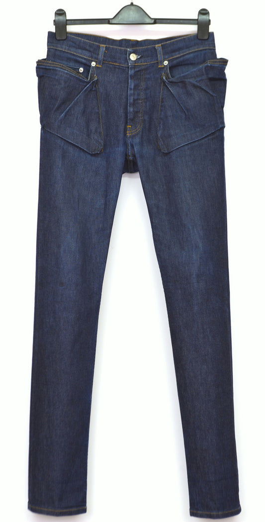 2004 Elastic Raw Denim Slim Jeans with Asymmetric Waist Pockets