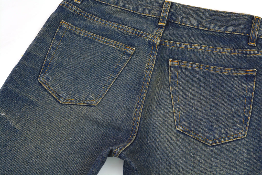Helmut Lang 2000 Vintage Sanded Denim Painter Jeans (Dark Wash 