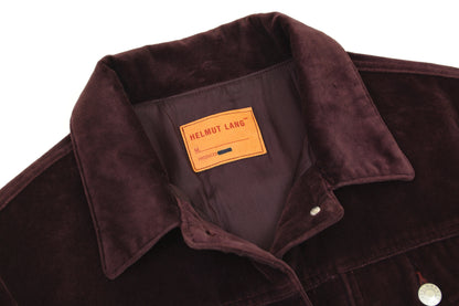 1997 Burgundy Velvet Denim-Style Jacket with Silk Waist Panel