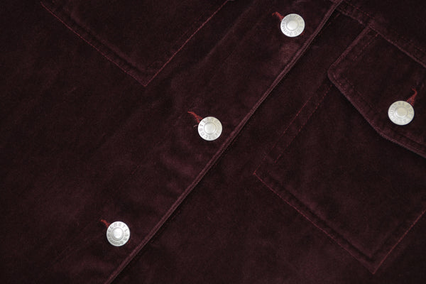 1997 Burgundy Velvet Denim-Style Jacket with Silk Waist Panel